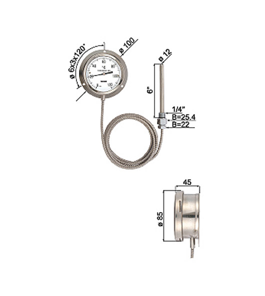 Electric Contact Thermometers for Bottom Mounted Capillaries Connection
