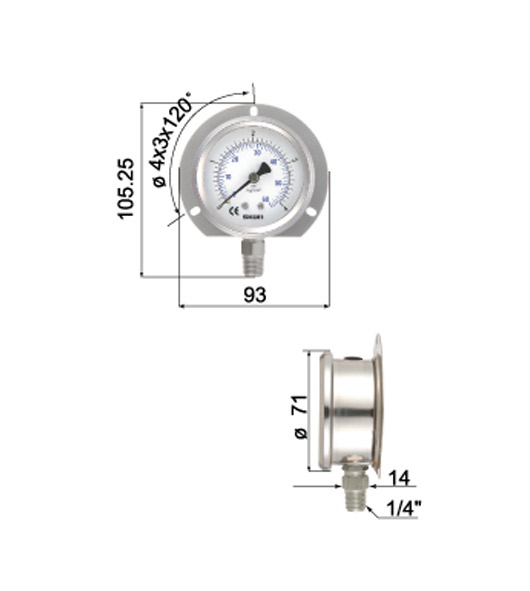 All Stainless Steel Filled Pressure Gauges