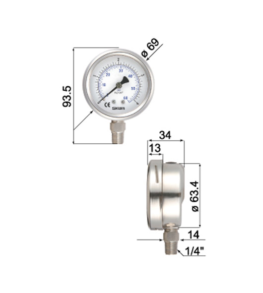All Stainless Steel Filled Pressure Gauges